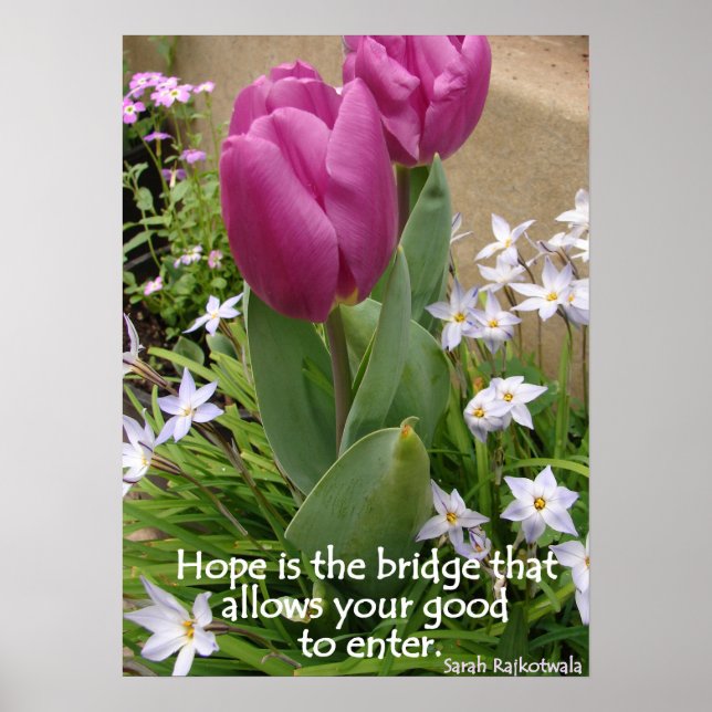 Lila Tulips Hope Floral Blume Foto Poster (Vorne)