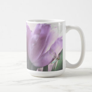 Lila Tulips und Aqua Dragonfis Tasse
