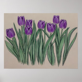 Lila Tulips Wasserfarben Blume Poster