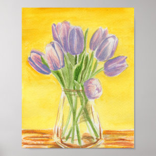 Lila Tulips Wasserfarben-Poster Poster