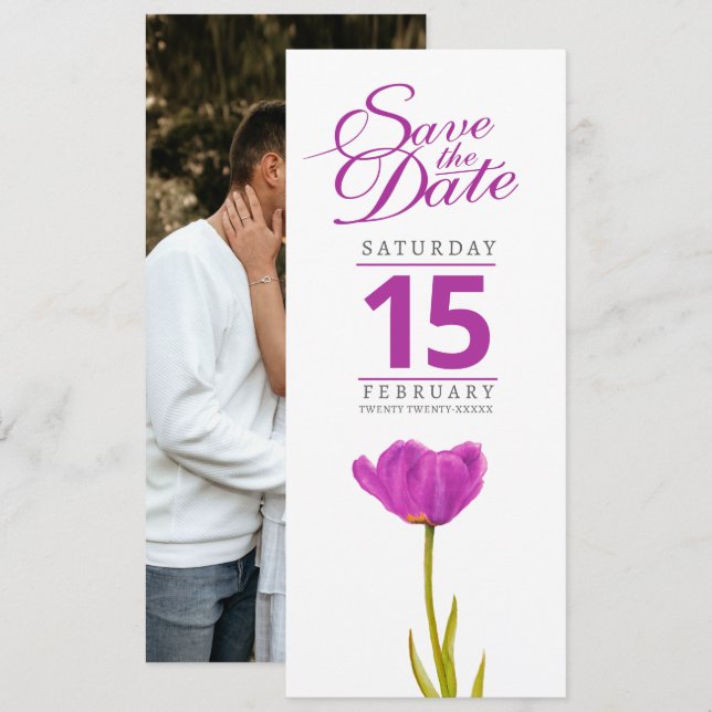 Lila Tulpe Blume Foto Hochzeit speichern Sie das D Save The Date (Vorne/Hinten)