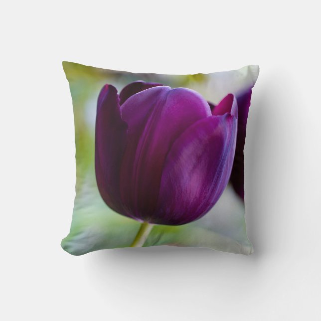 Lila Tulpe Blume Kissen (Vorderseite)