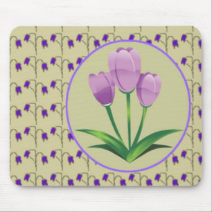 Lila Tulpe Blume Vintages Muster niedlich Mousepad