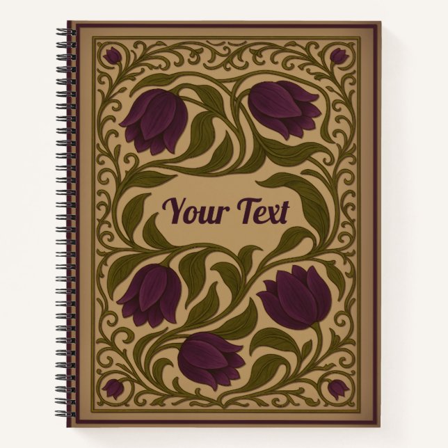 Lila Tulpe Vintages BlumengussNotebook Notizbuch (Vorderseite)