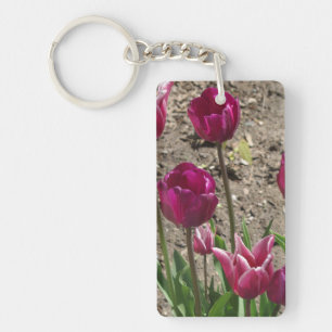 Lila Tulpen Acryl-Schlüsselanhänger Schlüsselanhänger