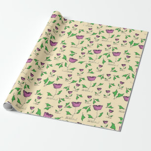 Lila Tulpen auf gelbem Hintergrund Geschenkpapier