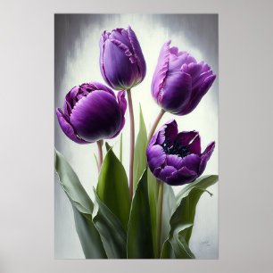 Lila Tulpen Blumen Kunst Druck Poster