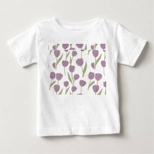 Lila Tulpen-Blumenmuster Baby T-shirt