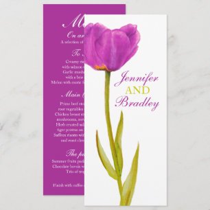 Lila Tulpen Hochzeitsempfang Abendmenü Einladung