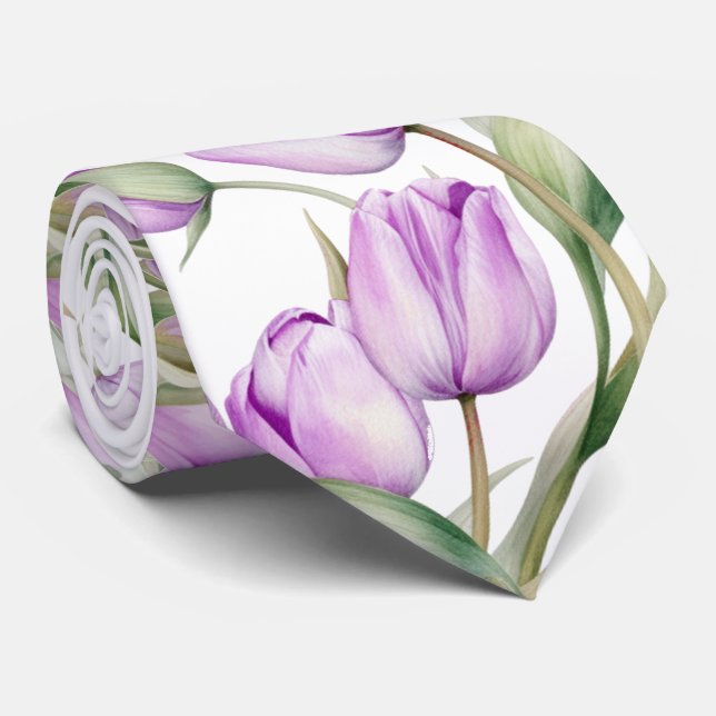 Lila Tulpen Krawatte (Gerollt)