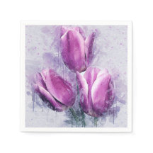 Lila Tulpen-Papier-Servietten