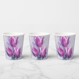 Lila Tulpen-Papierbecher Pappbecher