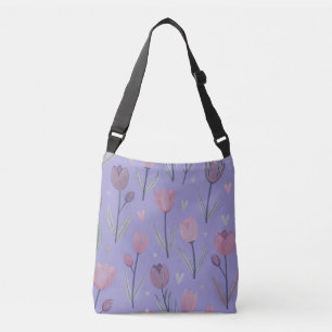 Lila Tulpen-Schultertasche Tragetaschen Mit Langen Trägern