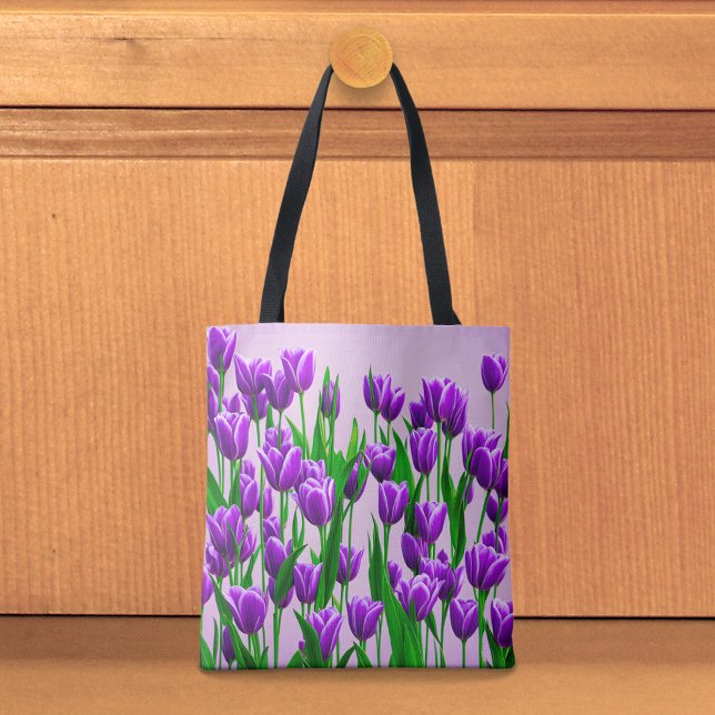 Lila Tulpen-Tragetasche Tasche (Tote bag with purple tulips)