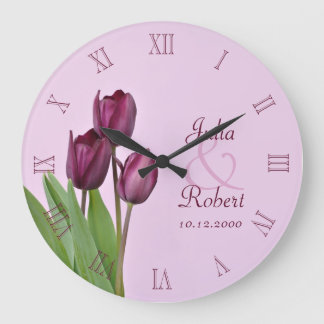 Lila Tulpenjubiläum Große Wanduhr