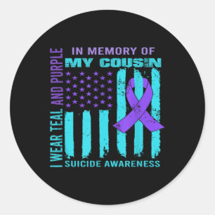 Lila Türkband Selbstmordbewusstseinsflagge Cousin Runder Aufkleber