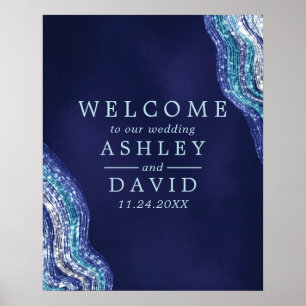 Lila Türkis Achat Geode Edelstein Hochzeit Willkom Poster