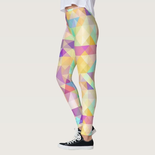 Lila Türkis Blaues grünes Rosa Kunstmuster Leggings (Links)
