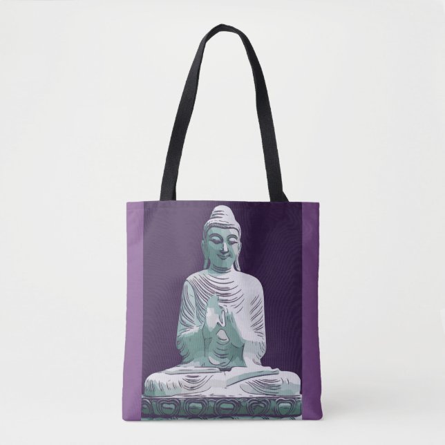 Lila Türkis Friedlich Happy Buddha Tasche (Vorderseite)