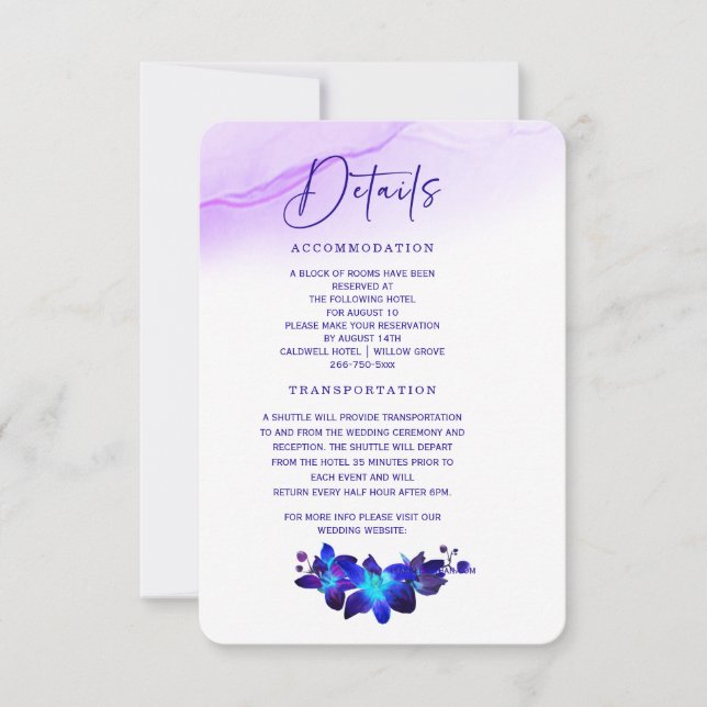 Lila-Türkis-Orchid-Hochzeitskarte Einladung (Vorderseite)