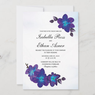 Lila Türkisblaue Orchideen-Hochzeit Einladung