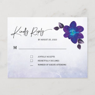 Lila Türkisblaue Orchideen-Hochzeit Postkarte