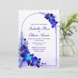 Lila Türkisblaue Orchideen-Hochzeitseinladung Einladung