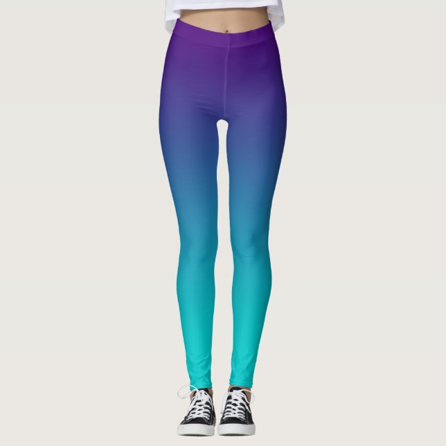 Lila türkise Ombre Fade Leggings (Vorderseite)