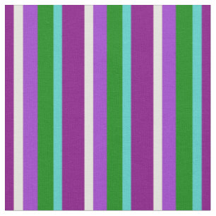 Lila, türkisfarbene, grüne, orchid-gelbe Linien Stoff