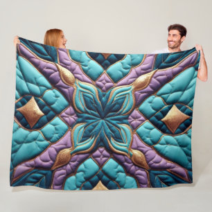Lila türkisfarbenes blaues Abstract Design Fleecedecke