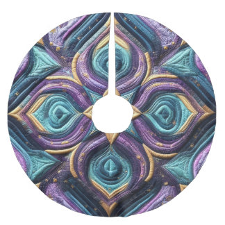 Lila türkisfarbenes blaues Abstract Design Polyester Weihnachtsbaumdecke