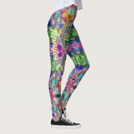 Lila Türkisfarbenes Fraktal Muster Individuelle Na Leggings
