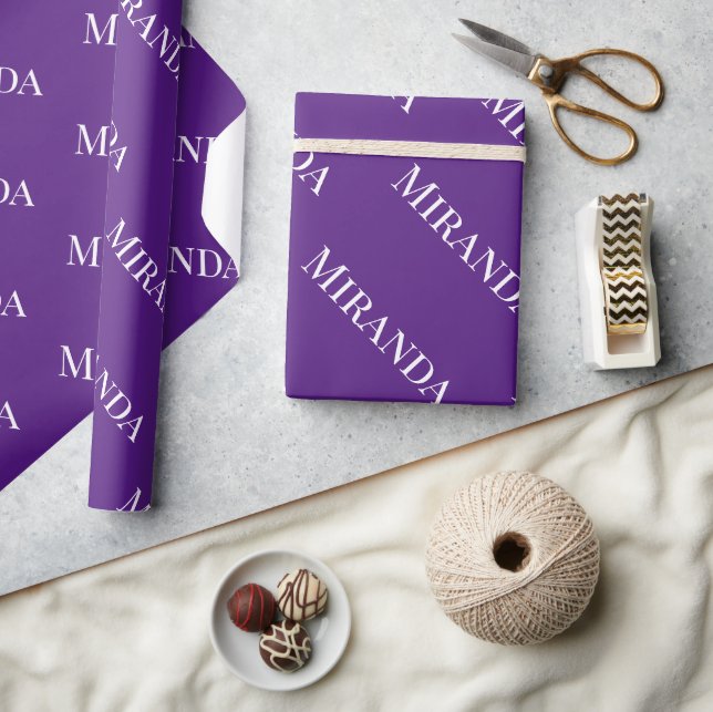 Lila Typografie Hübsch Girly Geschenkpapier (Kunsthandwerk)