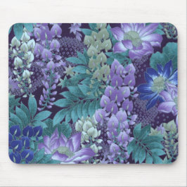 Lila u. aquamarine Dschungel-Blumen Mousepad