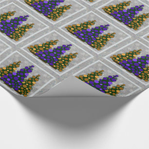 Lila u. Goldweihnachtsbaum-Verpackungs-Papier Geschenkpapier
