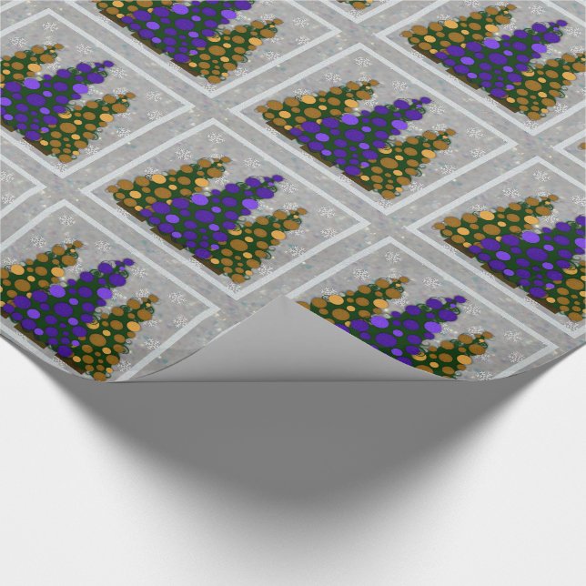 Lila u. Goldweihnachtsbaum-Verpackungs-Papier Geschenkpapier (Ecke)