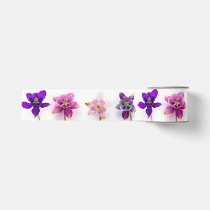 Lila u. rosa Orchideen auf weißem Band Ripsband