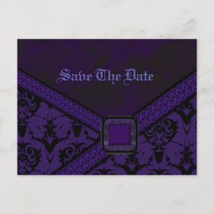 Lila u. schwarze Goth Spitze-Hochzeit Ankündigungspostkarte