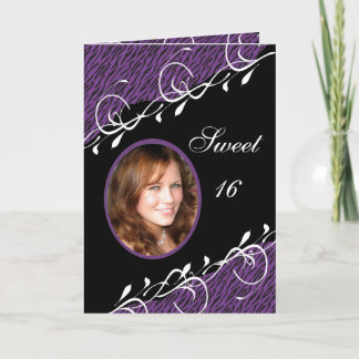 Lila u. schwarzer Zebra-Bonbon 16 Einladung