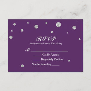 Lila u. silberner Glitzer punktiert UAWG RSVP Karte