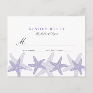 Lila UAWG am Strand von Starfish RSVP Karte