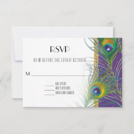 Lila UAWG Response Card Pfauenfeathers Gold RSVP Karte