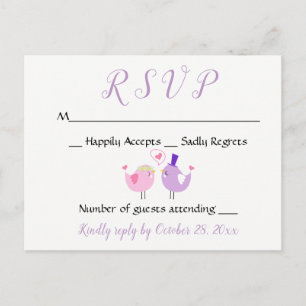 Lila UAWG Wedding Lovebird Pink Lavender Wedding Einladungspostkarte