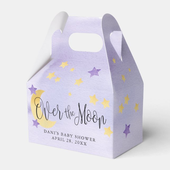 Lila über dem Mond, Babyduschenmoon-Sterne Geschenkschachtel (Vorderseite)