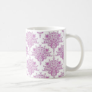 Lila über weißes Muster der Damaskus-Blume Kaffeetasse