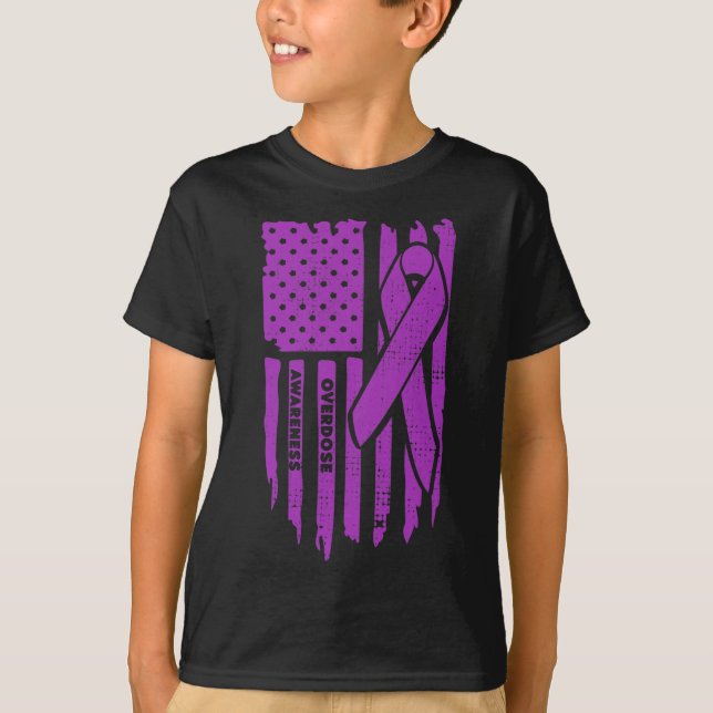 Lila Überdosierung Gaben Opioid Surviv T-Shirt (Vorderseite)