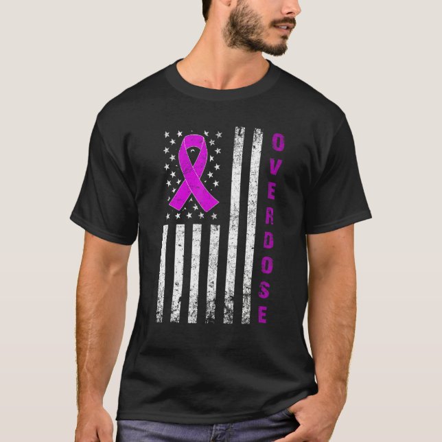 Lila Überdosierungserkenntnis Markierungsbandabnah T-Shirt (Vorderseite)