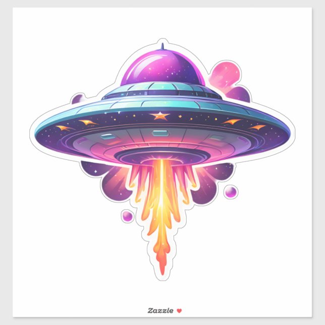 LILA UFO AUFKLEBER (Blatt)