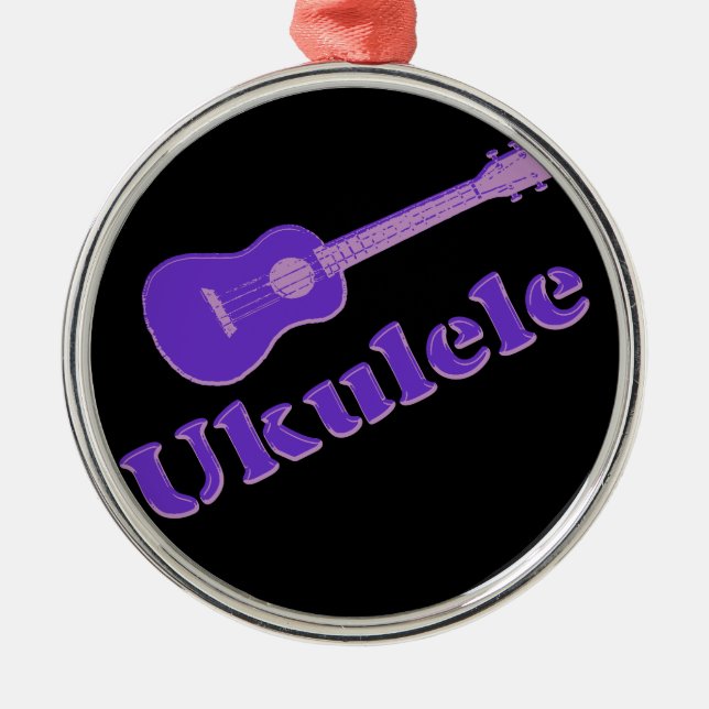 Lila Ukulele Silbernes Ornament (Vorne)