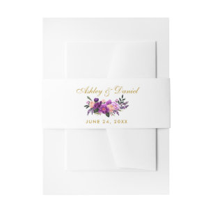 Lila Ultra-Violet-Aquarellgoldverheiratung Einladungsbanderole